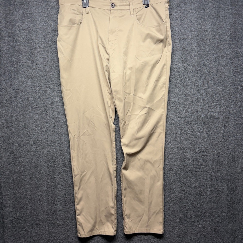 TravisMathew Mens Golf Performance Pants Khaki Tan Size 36 Straight 5-Pocket